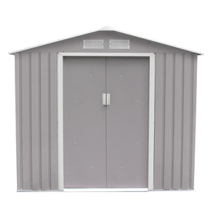 Caseta de jardín de acero anticorrosión gris 2,71 m² Sancy sobre fondo blanco