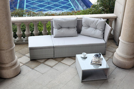 Conjunto de jardín 3 plazas resina trenzada Gris claro Saphan