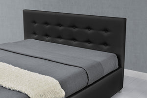 Cama de diseño Newington tapizada en negro 160x200 con caja de almacenamiento zoom 3