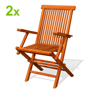 Juego de 2 sillones de jardín plegables de teca maciza aceitada