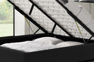 Estructura de cama con canapé integrado - Negro -140 x 190 cm