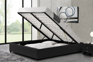 Estructura de cama Negro con canapé integrado -160 x 200 cm