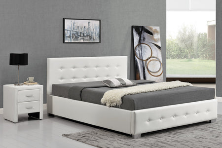 Cama de diseño Newington 160 x 200 blanca con caja de almacenamiento