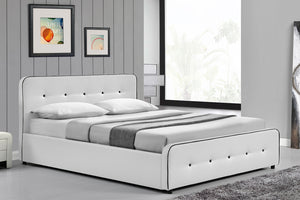 Estructura Blanco de cama acolchada con canapé integrado -160 x 200 cm