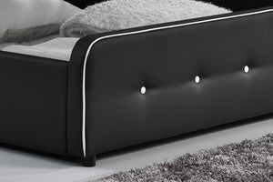Estructura de cama acolchada Negro con canapé integrado -140 x 190 cm