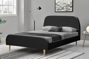 Estructura de cama escandinava 160 cm negra con patas de madera Sandvik 
