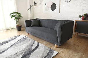 Sofá de estilo escandinavo de 3 plazas y 2 cojines Gris