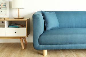 Sofá de estilo escandinavo de 3 plazas con 2 cojines Azul