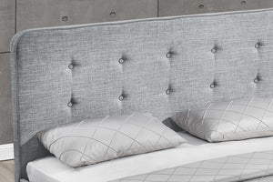 Estructura de cama de estilo escandinavo con patas de madera - Gris claro - 160 x 203