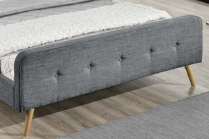 Estructura de cama de estilo escandinavo con patas de madera - Gris oscuro - 160 x 203
