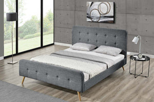 Estructura de cama de estilo escandinavo con patas de madera Gris oscuro - 160 x 201