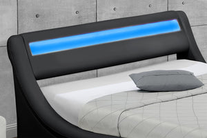 Estructura de cama de imitación con canapé y LED integrados 160 x 190 cm zoom 1 Negro