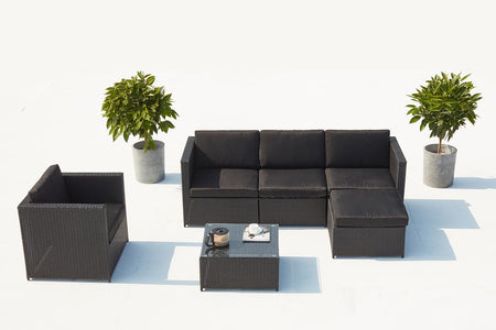 Conjunto de Jardín de Resina trenzada Romulus sobre fondo blanco