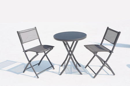 Conjunto para balcón de acero inoxidable de 2 plazas