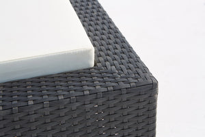 Tumbona de resina tejida negra con colchón blanco Sunshine zoom 1
