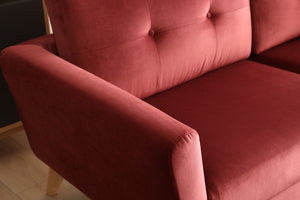 Sofá de estilo escandinavo terciopelo Hoga Rojo