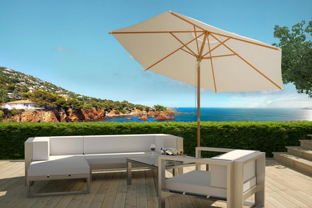 Sombrilla de madera Ø 300 cm inclinable crudo