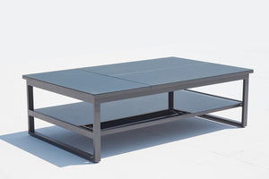 Mesa de centro de jardín rectangular y desplegable en aluminio