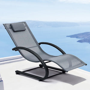 Tumbona de resina trenzada, acero y textileno Gris