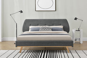 Estructura de cama escandinava 140x190 cm gris con patas de madera Lulea