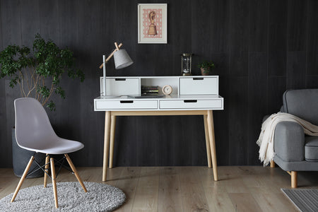 Mikkeli blanco escritorio escandinavo con almacenamiento