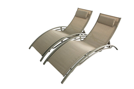 Juego de 2 tumbonas regulables y apilables con patas de acero Limea Cappuccino