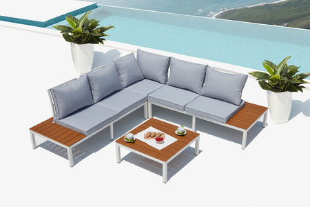 Conjunto de jardín de aluminio Blanco y gris