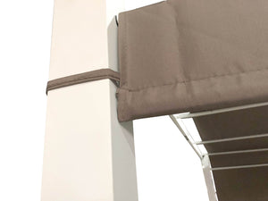 Pérgola retráctil 3 x 4 m con lona impermeable Blanco y gris topo Kanpur zoom 2