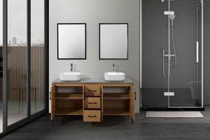 Conjunto de baño industrial: 1 mueble bajo lavabo, 2 lavabos, 2 espejos