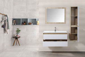 Muebles de baño en blanco y madera Hivoa zoom 2