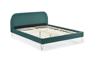 Estructura de cama de terciopelo de 160 zoom 1 Verde