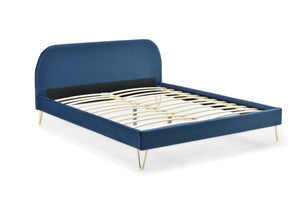 Estructura de cama de terciopelo de 140 zoom 1 Azul