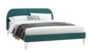 Estructura de cama de terciopelo de 160 sobre fondo blanco Verde