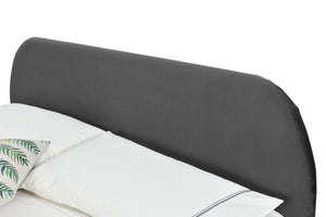 Estructura de cama de terciopelo gris y patas negras de 140 zoom 3