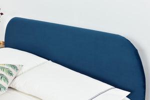Estructura de cama de terciopelo de 140 zoom 2 Azul