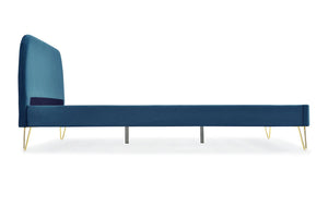 Estructura de cama de terciopelo de 140 zoom 3 Azul