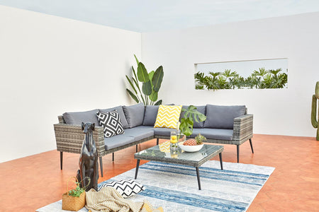 Conjunto de jardín acogedor de resina trenzada de 5 plazas