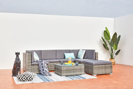 Conjunto de jardín bajo de resina trenzada de 8 plazas Guadalo