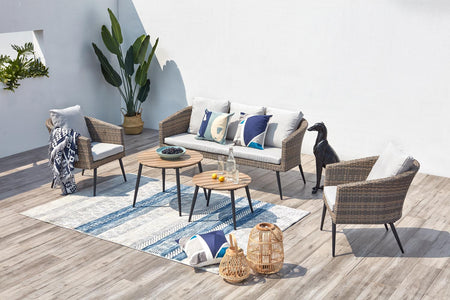 Conjunto de jardín de resina trenzada para balcón de 5 plazas Tibouta