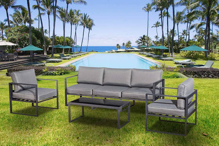 Conjunto gris de jardín de aluminio de 5 plazas Memphis