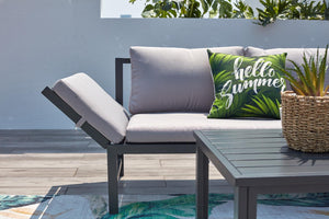 Conjunto de jardín bajo en gris claro con sofá reclinable Katea zoom 1