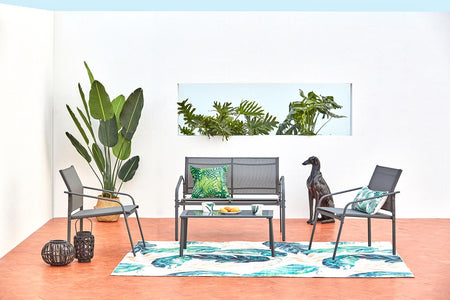 Muebles de jardín bajos de metal para 4 personas Etiora