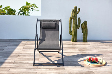 Tumbona de aluminio gris oscuro