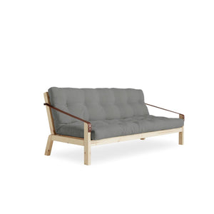 Sofá cama de madera natural para 2 personas Poetry sobre fondo blanco gris