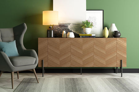 Aparador Sequoia vintage con 3 armarios oscuro