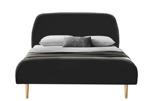 Estructura de cama escandinava negra con patas de madera Sandvik 160 cm 

