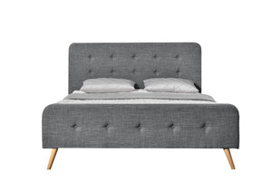 Estructura de cama de estilo escandinavo con patas de madera - 140 x 190 - Gris oscuro