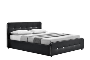 Estructura de cama acolchada con canapé integrado -160 x 200 cm - Negro