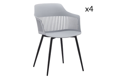 Silla de comedor de diseño gris con reposabrazos Inès x4 fundo blanco