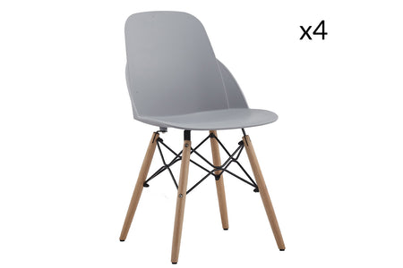 Juego de 4 sillas escandinavas gris claro Julie x4